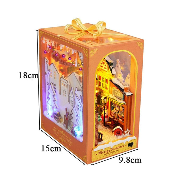 FIFIJOY Merry Christmas DIY Wooden Book Nook