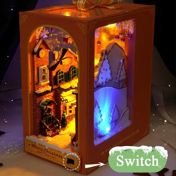 FIFIJOY Merry Christmas DIY Wooden Book Nook