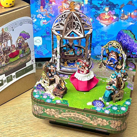 Fifijoy Flower Waltz DIY Wooden Puzzle Music Box