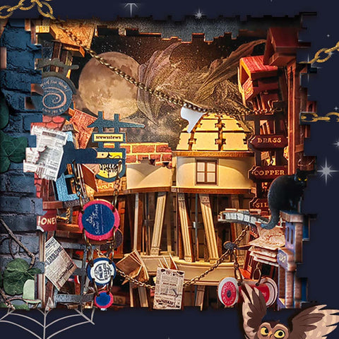 Fifijoy Magic Night Alley Book Nook Shelf Insert