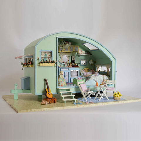 Fifijoy Time Travel DIY 3D Dollhouse Miniature Caravan