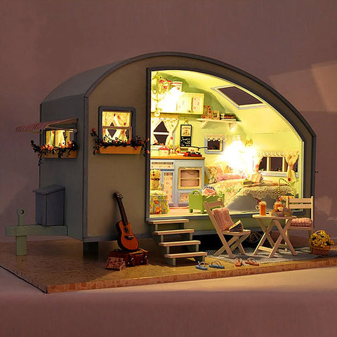 Fifijoy Time Travel Dollhouse Miniature Caravan