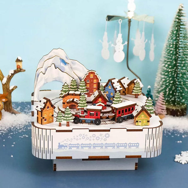 Christmas Northland Train DIY Wooden Music Box