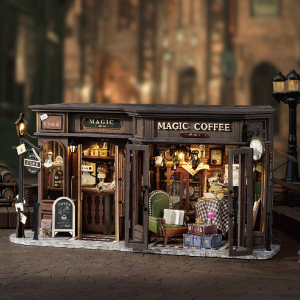 Vintage Coffee Shop DIY Wooden Miniature House Kit