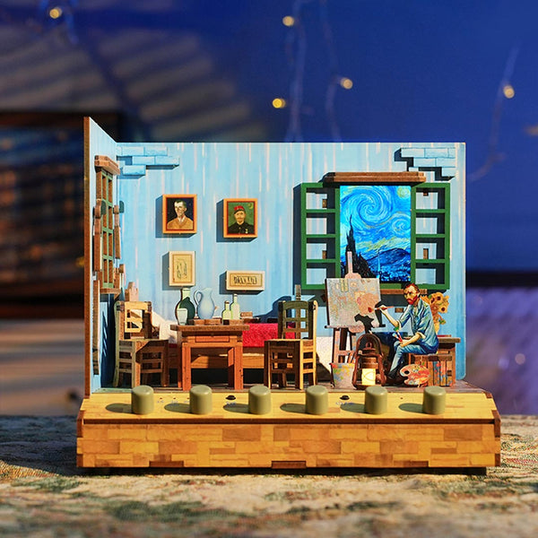 Van Gogh's Bedroom DIY Miniature & 6 Sound Effects Scene House