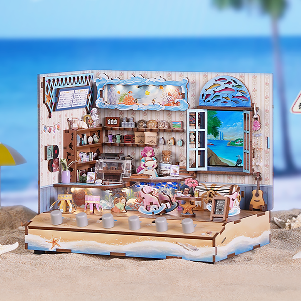 Seaside Cafe DIY Miniature & 6 Sound Effects Scene House