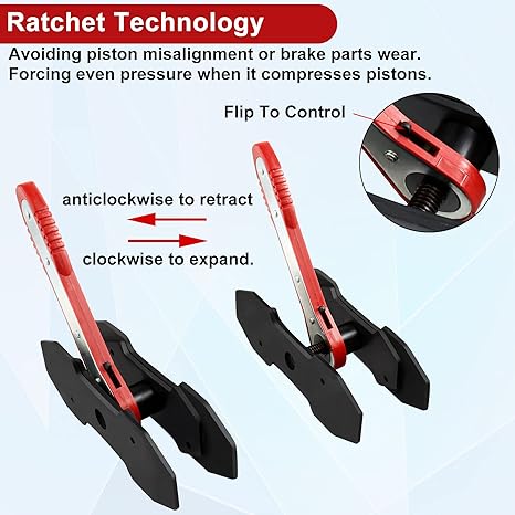Automotive Quad Disc Pistion Ratchet Ratcheting Press Tool With 4PCS Spreader Plates for Brake Pump Adjustment