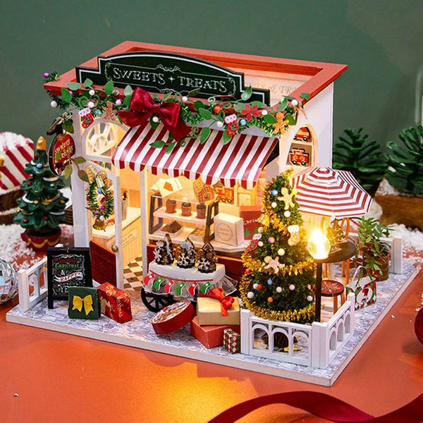 Christmas Sweets Treats Shop DIY Wooden Dollhouse Kit